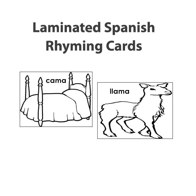 Laminated Spanish Rhyming Cards also Available In Portuguese Spanish Steps